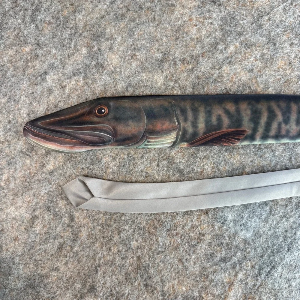 Ralph Marlin Muskie Fish 1986 Necktie Mens Fishing Photorealistic Novelty Tie